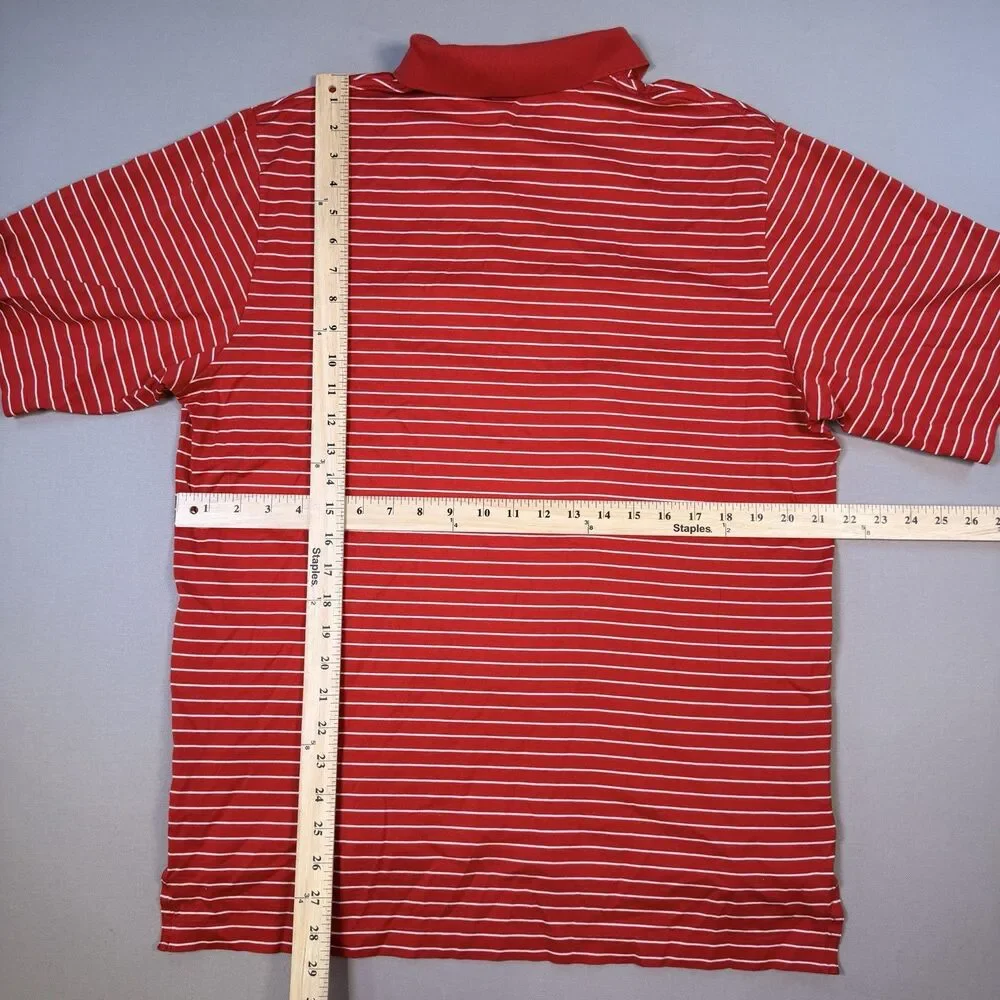 VINTAGE Polo Golf Ralph Lauren Shirt Men Large Red/White Stripe Pima Cotton